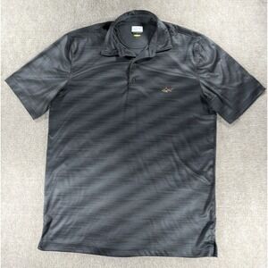 Greg Norman PlayDry Polo Shirt Gray Striped Short Sleeve Golf Performance Mens L
